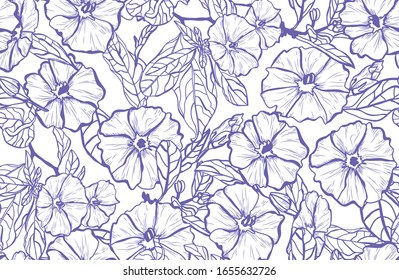 Elegant seamless pattern with clematis flowers, design elements. Floral  pattern for invitations, cards, print, gift wrap, manufacturing, textile, fabric, wallpapers