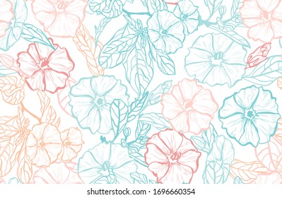 Elegant seamless pattern with clematis flowers, design elements. Floral  pattern for invitations, cards, print, gift wrap, manufacturing, textile, fabric, wallpapers