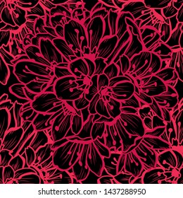Elegant seamless pattern with clivia (amaryllis) flowers, design elements. Floral  pattern 