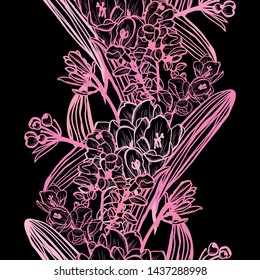Elegant seamless pattern with clivia (amaryllis) flowers, design elements. Floral  pattern  