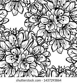Elegant seamless pattern with clivia (amaryllis) flowers, design elements. Floral  pattern 