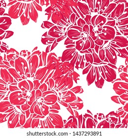 Elegant seamless pattern with clivia (amaryllis) flowers, design elements. Floral  pattern  