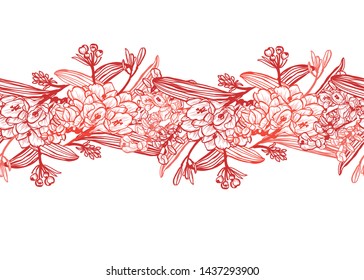 Elegant seamless pattern with clivia (amaryllis) flowers, design elements. Floral  pattern 