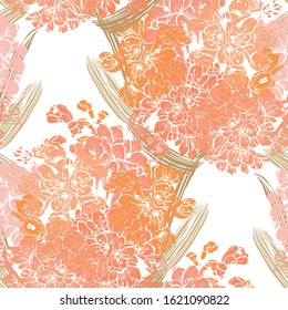 Elegant seamless pattern with clivia flowers, design elements. Floral  pattern for invitations, cards, print, gift wrap, manufacturing, textile, fabric, wallpapers