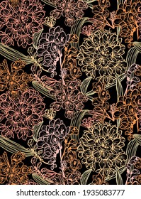 Elegant seamless pattern with clivia flowers, design elements. Floral  pattern for invitations, cards, print, gift wrap, manufacturing, textile, fabric, wallpapers