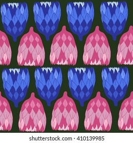 Elegant seamless pattern with colorful buds, vector illustration. 
