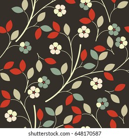 Elegant seamless pattern with colorful flowers and leaves can be used for design fabric, linen and more creative ideas.