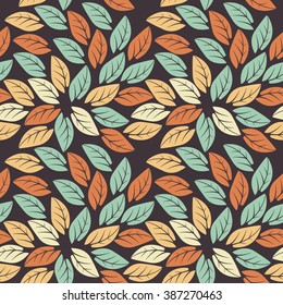 Elegant seamless pattern with colorful leaves on purple background can be used for wallpaper, linen, tile, design fabric and more creative  ideas.