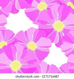 Elegant seamless pattern with cosmos flowers, design elements. Floral  pattern for invitations, cards, print, gift wrap, manufacturing, textile, fabric, wallpapers