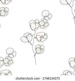 Elegant seamless pattern with cotton branches, design elements. Floral  pattern for invitations, cards, print, gift wrap, manufacturing, textile, fabric, wallpapers. Continuous line art style