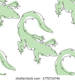 Elegant seamless pattern with crocodiles, design elements. Reptilel pattern for invitations, cards, print, gift wrap, manufacturing, textile, fabric, wallpapers. Continuous line art style