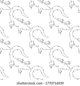 Elegant seamless pattern with crocodiles, design elements. Reptilel pattern for invitations, cards, print, gift wrap, manufacturing, textile, fabric, wallpapers. Continuous line art style