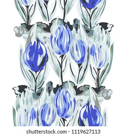 Elegant seamless pattern with crocus flowers, design elements. Floral  pattern for invitations, cards, print, gift wrap, manufacturing, textile, fabric, wallpapers