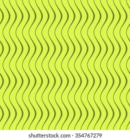 Elegant seamless pattern of curved lines in green colors. Beautiful abstract endless print of wavy varying thickness stripes. Vector illustration