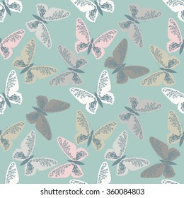 Elegant seamless pattern with cute butterflies. Seamless tracery can be used for printed, tablecloths, wallpapers, crafts, linen, tile and more creative designs.