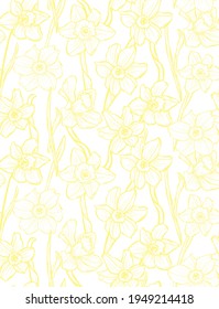 Elegant seamless pattern with daffodil flowers, design elements. Floral  pattern for invitations, cards, print, gift wrap, manufacturing, textile, fabric, wallpapers