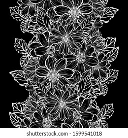 Elegant seamless pattern with dahlia flowers, design elements. Floral  pattern for invitations, cards, print, gift wrap, manufacturing, textile, fabric, wallpapers