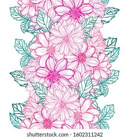 Elegant seamless pattern with dahlia flowers, design elements. Floral  pattern for invitations, cards, print, gift wrap, manufacturing, textile, fabric, wallpapers