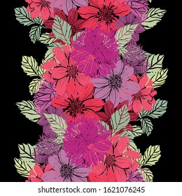 Elegant seamless pattern with dahlia flowers, design elements. Floral  pattern for invitations, cards, print, gift wrap, manufacturing, textile, fabric, wallpapers