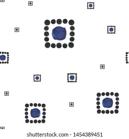 Elegant Seamless pattern Dark moderate blue color in a frame of a black square. For your design, textile, pattern fills, box, posters, cards, etc. Pattern under the mask. Vector.
