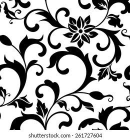 Elegant seamless pattern with decoration flowers on a white background. Vintage style