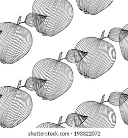elegant seamless pattern with decorative apples, design element. Healthy food background