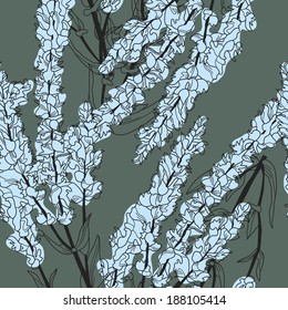 elegant seamless pattern with decorative blue flowers, design element