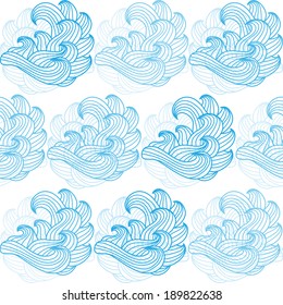 elegant seamless pattern with decorative blue waves, design element