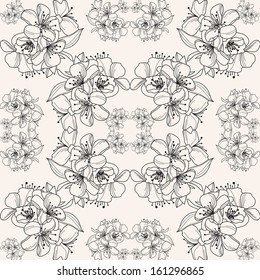 elegant seamless pattern with decorative cherry blossoms for your design