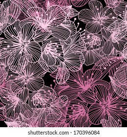 elegant seamless pattern with decorative cherry blossom, design element