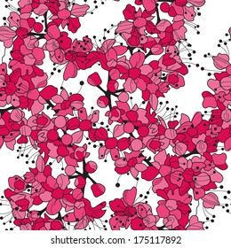 elegant seamless pattern with decorative cherry blossom, design element
