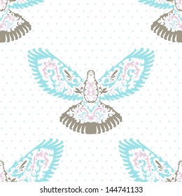 elegant seamless pattern with decorative doves for your design