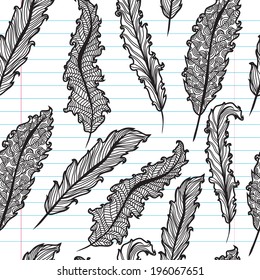 elegant seamless pattern with decorative feathers, design element