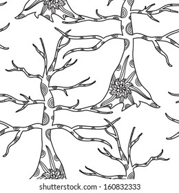 elegant seamless pattern with decorative floral trees for your design