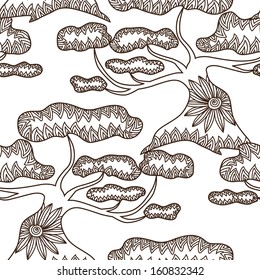 elegant seamless pattern with decorative floral trees for your design