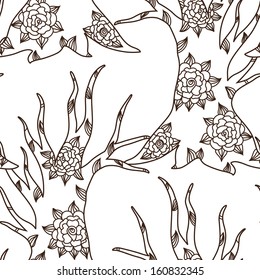 elegant seamless pattern with decorative floral trees for your design