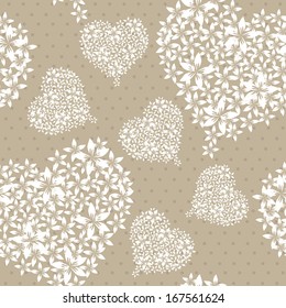 elegant seamless pattern with decorative floral hearts for your design