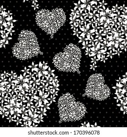 elegant seamless pattern with decorative floral hearts, design element