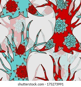 elegant seamless pattern with decorative floral trees, design element