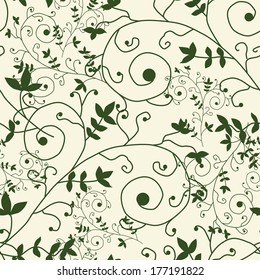 elegant seamless pattern with decorative floral branches, design element