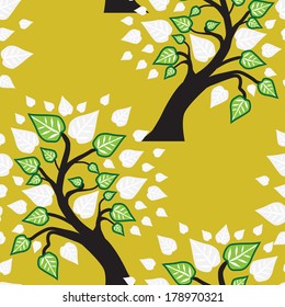 elegant seamless pattern with decorative floral trees, design element