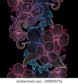 Elegant seamless pattern with decorative flowers, design elements. Floral  pattern for invitations, cards, print, gift wrap, manufacturing, textile, fabric, wallpapers