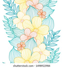 Elegant seamless pattern with decorative flowers, design elements. Floral  pattern for invitations, cards, print, gift wrap, manufacturing, textile, fabric, wallpapers