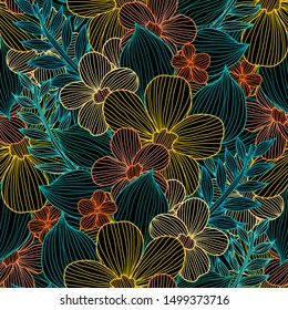 Elegant seamless pattern with decorative flowers, design elements. Floral  pattern for invitations, cards, print, gift wrap, manufacturing, textile, fabric, wallpapers