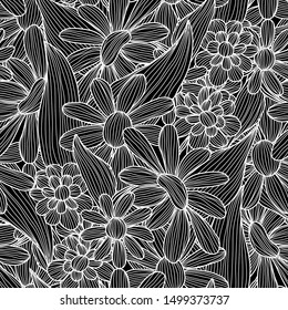 Elegant seamless pattern with decorative flowers, design elements. Floral  pattern for invitations, cards, print, gift wrap, manufacturing, textile, fabric, wallpapers