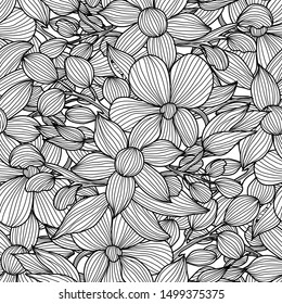 Elegant seamless pattern with decorative flowers, design elements. Floral  pattern for invitations, cards, print, gift wrap, manufacturing, textile, fabric, wallpapers