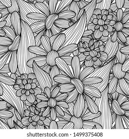 Elegant seamless pattern with decorative flowers, design elements. Floral  pattern for invitations, cards, print, gift wrap, manufacturing, textile, fabric, wallpapers