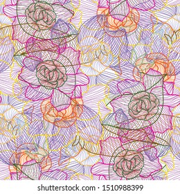 Elegant seamless pattern with decorative flowers, design elements. Floral  pattern for invitations, cards, print, gift wrap, manufacturing, textile, fabric, wallpapers