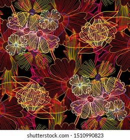 Elegant seamless pattern with decorative flowers, design elements. Floral  pattern for invitations, cards, print, gift wrap, manufacturing, textile, fabric, wallpapers