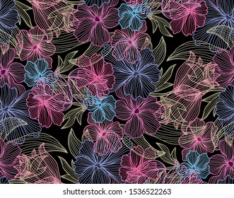 Elegant seamless pattern with decorative flowers, design elements. Floral  pattern for invitations, cards, print, gift wrap, manufacturing, textile, fabric, wallpapers